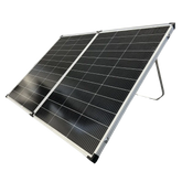 Sasquatch 220W folding solar panel kit featuring high-efficiency monocrystalline panels with Victron MPPT 75/15 solar charge controller
